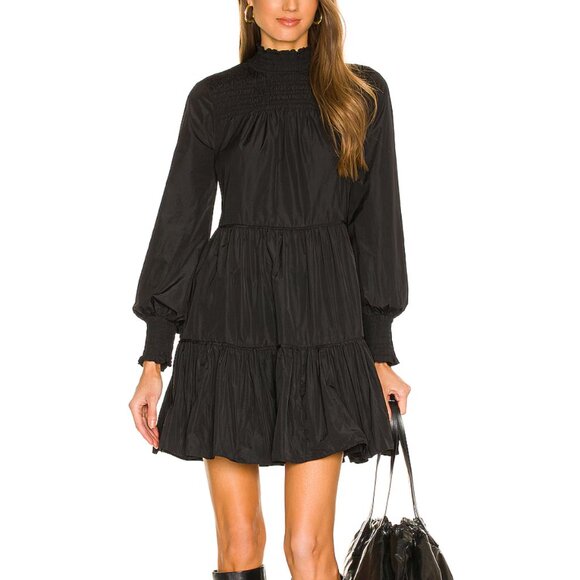 Veronica Beard Dresses & Skirts - Veronica Beard Vigore Black Dress Smocked High Neck Tiered A line Size 2